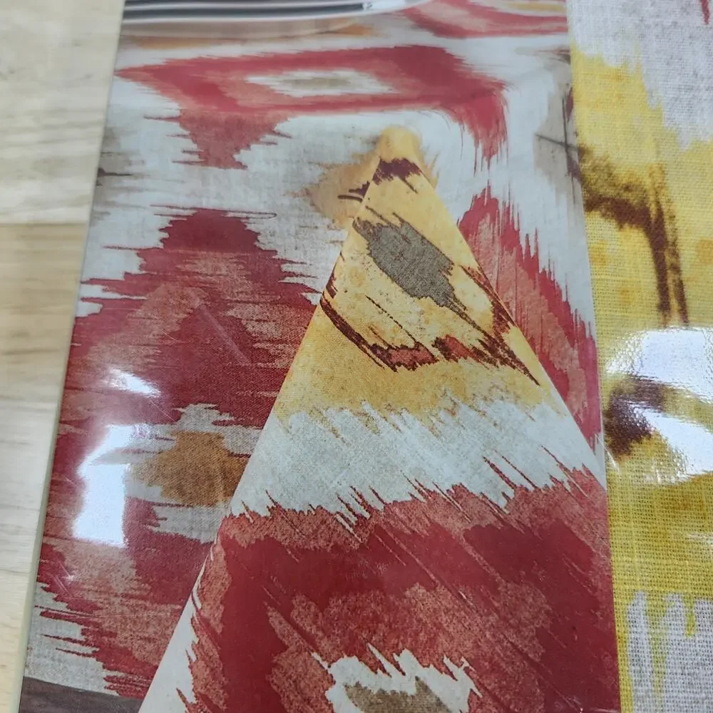 Bardwil Linens Brussels Ikat Print Tablecloth 60x120 Rectangle Fall Orange Seats